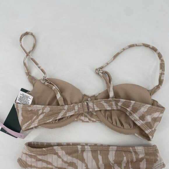Wild Fable Underwire Bralette Bikini Top High Rise Bottom Tan Animal Print XXS - Picture 7 of 11